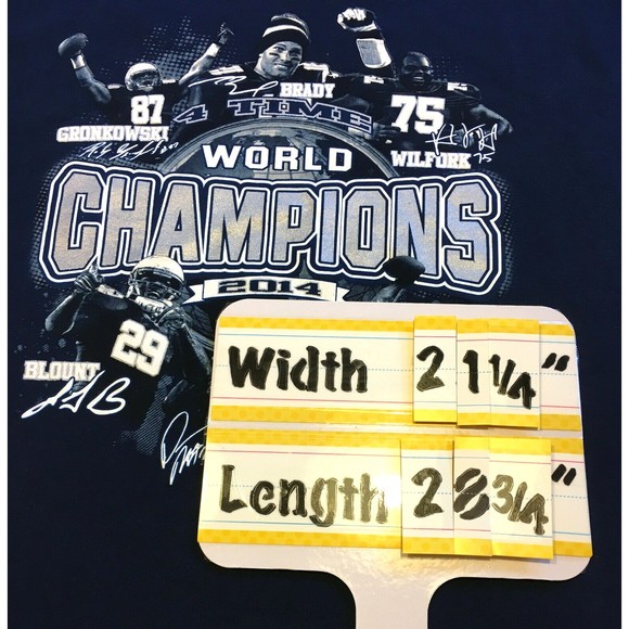 NFL Patriots 4 Time World Champions 2014 T Shirt Adult L Brady Wilfork Navy Blue - Picture 5 of 5